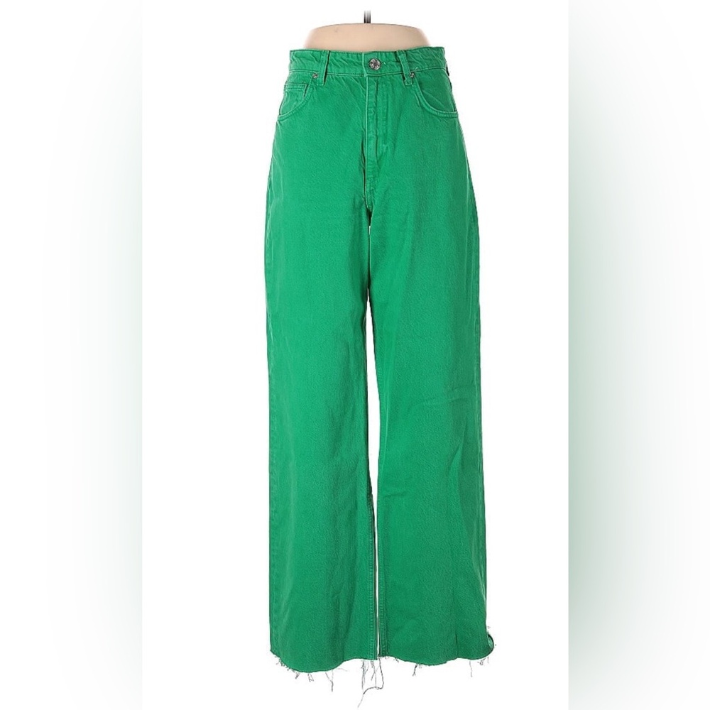 Green Zara Wide Leg Jeans